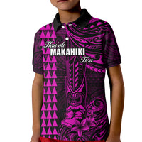 Personalized Hawaii Hauoli Makahiki Hou Kid Polo Shirt Lono Hawaiian God Kakau Polynesian Tribal Pink LT05 Kid Pink - Polynesian Pride