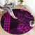 Hawaii Hauoli Makahiki Hou Round Carpet Lono Hawaiian God Kakau Polynesian Tribal Pink LT05 - Polynesian Pride