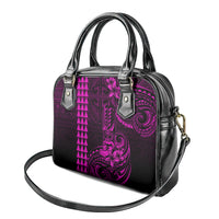 Hawaii Hauoli Makahiki Hou Shoulder Handbag Lono Hawaiian God Kakau Polynesian Tribal Pink LT05 - Polynesian Pride