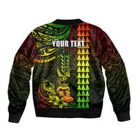 Personalized Hawaii Hauoli Makahiki Hou Bomber Jacket Lono Hawaiian God Kakau Polynesian Tribal Reggae LT05 - Polynesian Pride