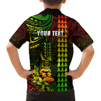 Personalized Hawaii Hauoli Makahiki Hou Family Matching Puletasi Dress and Hawaiian Shirt Lono Hawaiian God Kakau Polynesian Tribal Reggae LT05 - Polynesian Pride