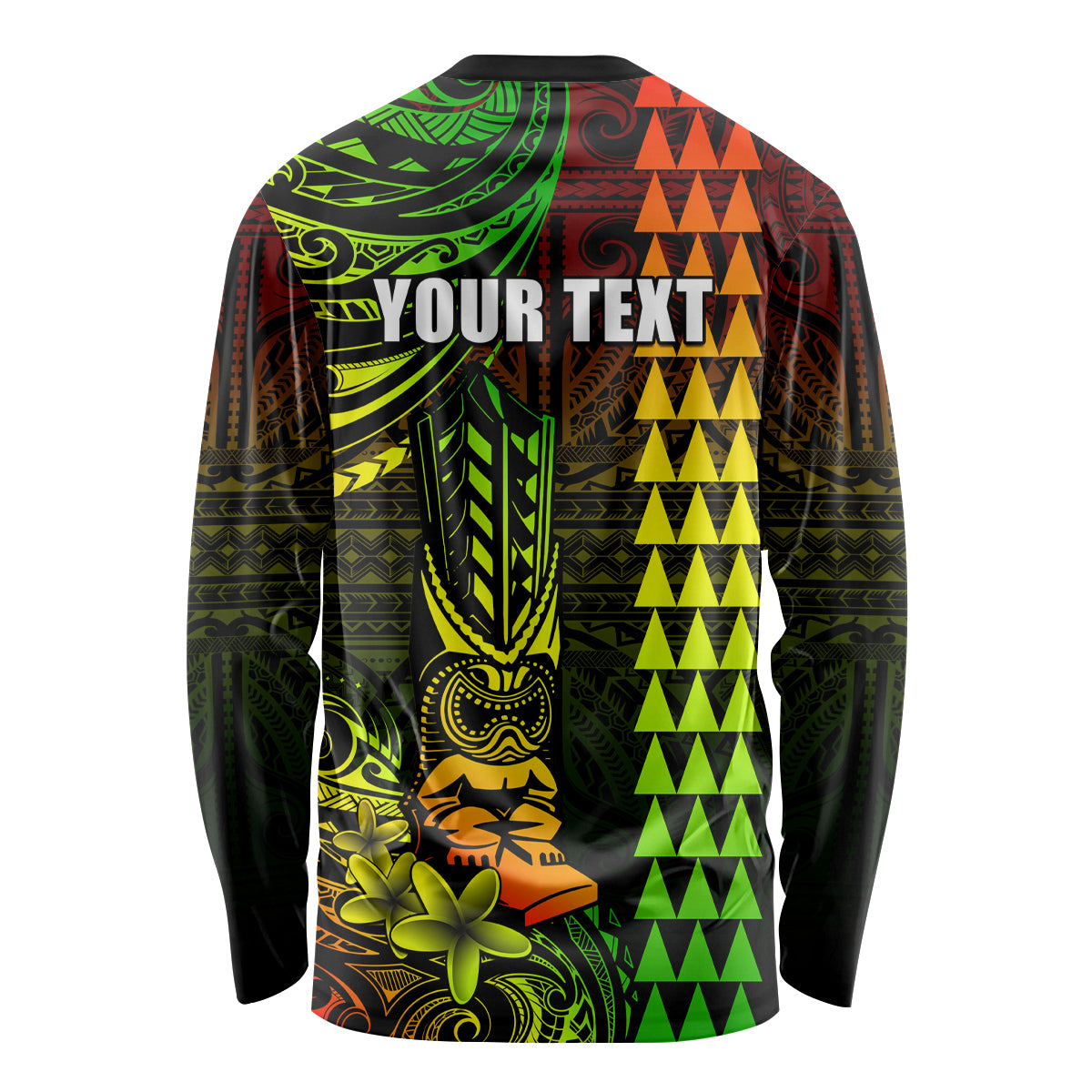 Personalized Hawaii Hauoli Makahiki Hou Long Sleeve Shirt Lono Hawaiian God Kakau Polynesian Tribal Reggae LT05 - Polynesian Pride