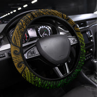 Hawaii Hauoli Makahiki Hou Steering Wheel Cover Lono Hawaiian God Kakau Polynesian Tribal Reggae