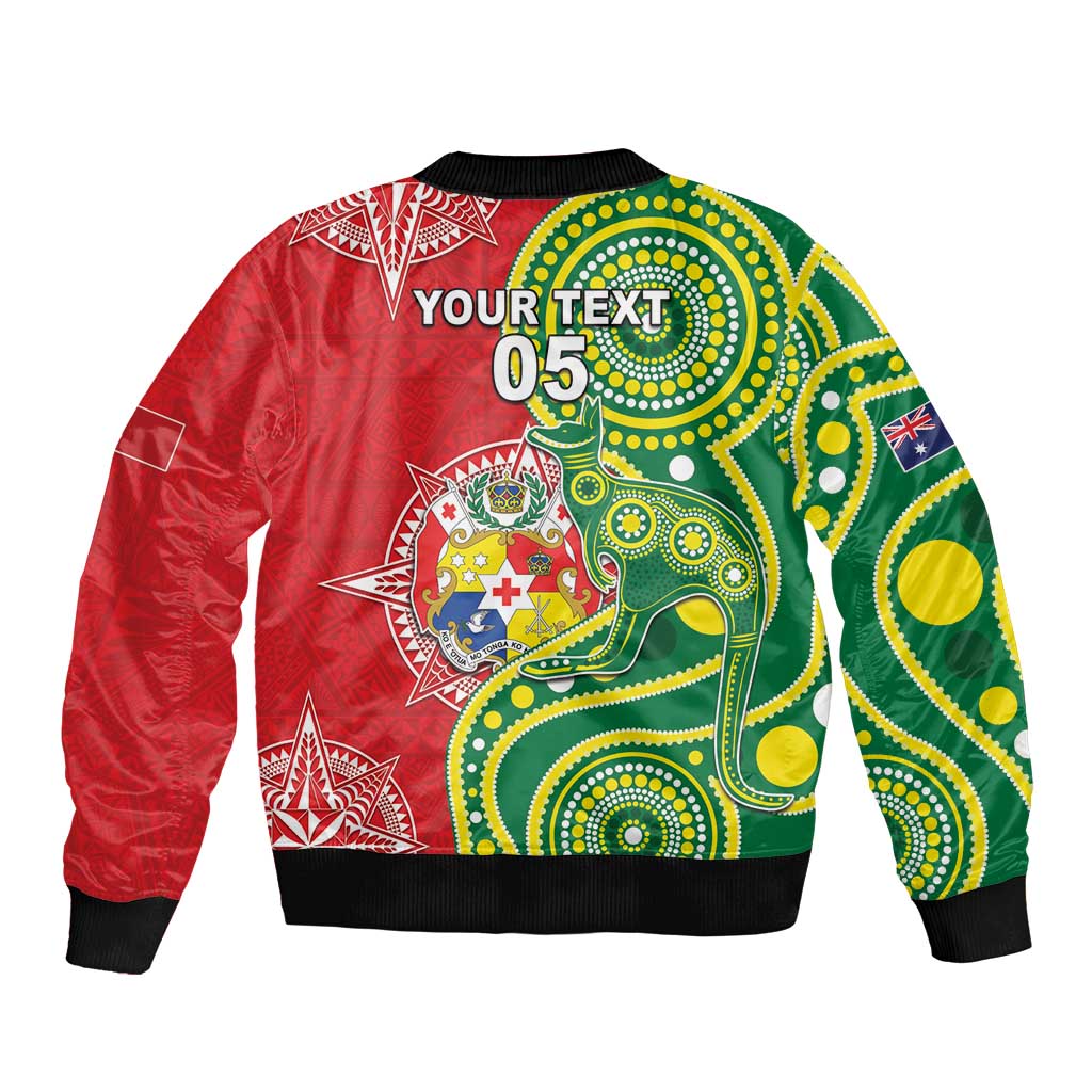 Custom Tonga Australia Rugby Bomber Jacket Kangaroos And Tonga Mate Maa Together LT05 - Polynesian Pride