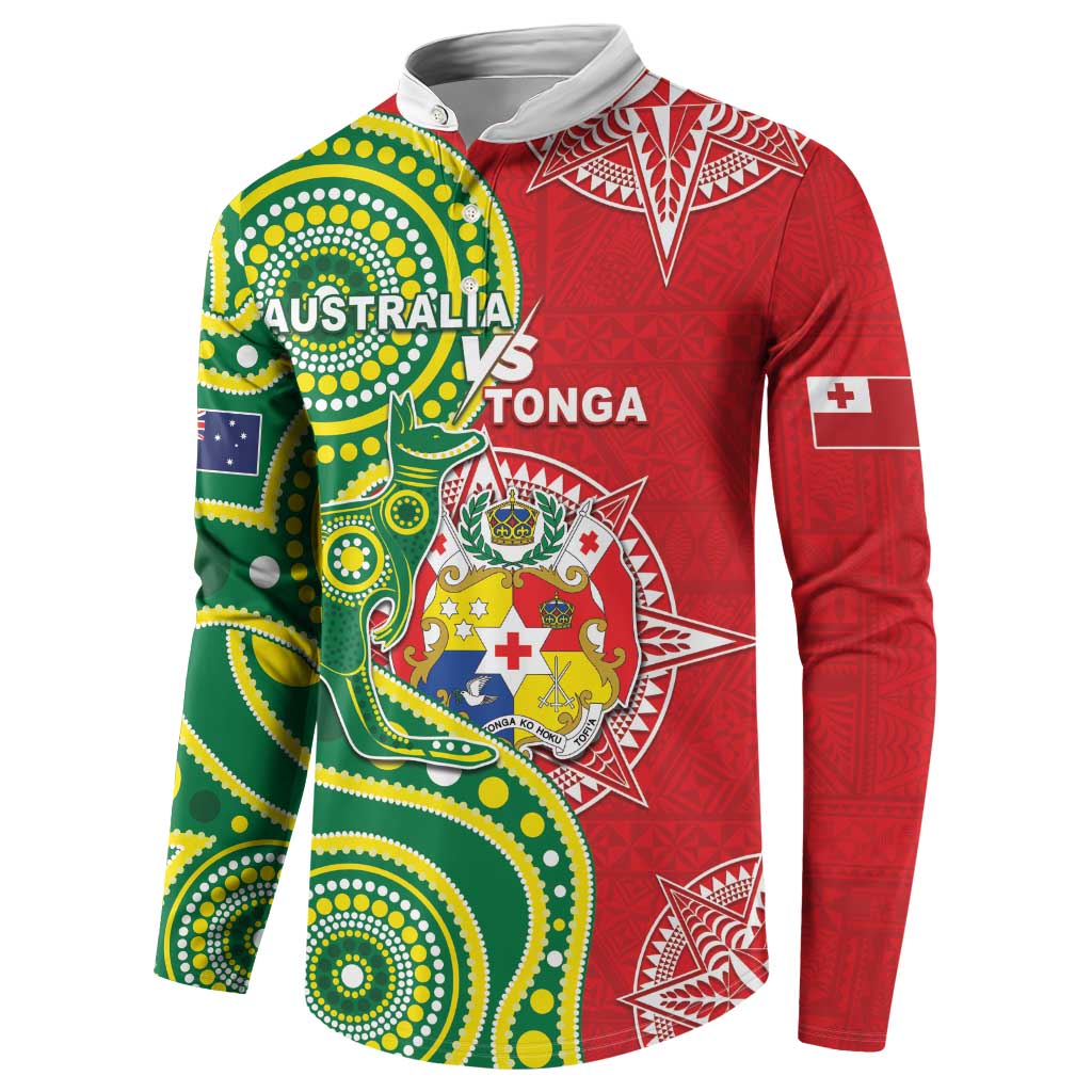 Custom Tonga Australia Rugby Button Sweatshirt Kangaroos And Tonga Mate Maa Together