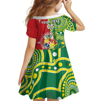 Custom Tonga Australia Rugby Family Matching Off The Shoulder Long Sleeve Dress and Hawaiian Shirt Kangaroos And Tonga Mate Maa Together