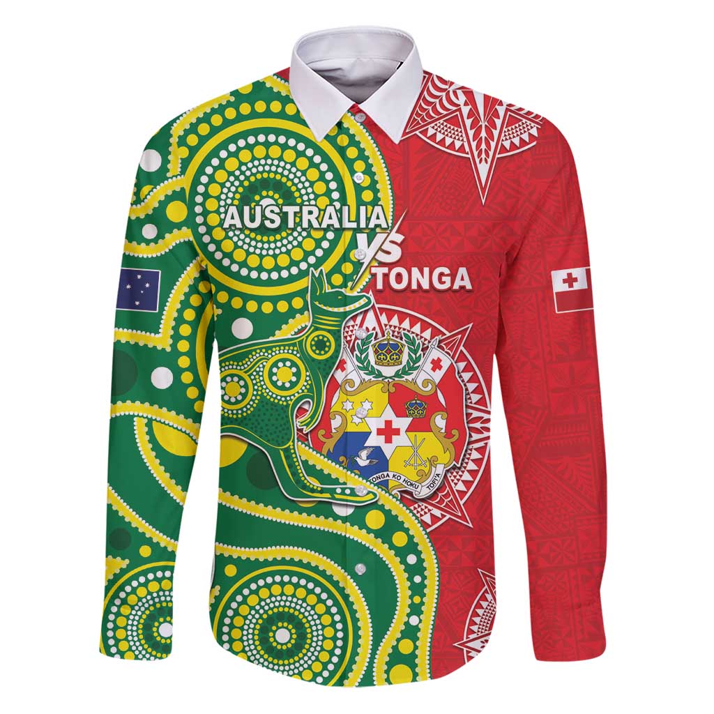 Custom Tonga Australia Rugby Family Matching Puletasi and Hawaiian Shirt Kangaroos And Tonga Mate Maa Together