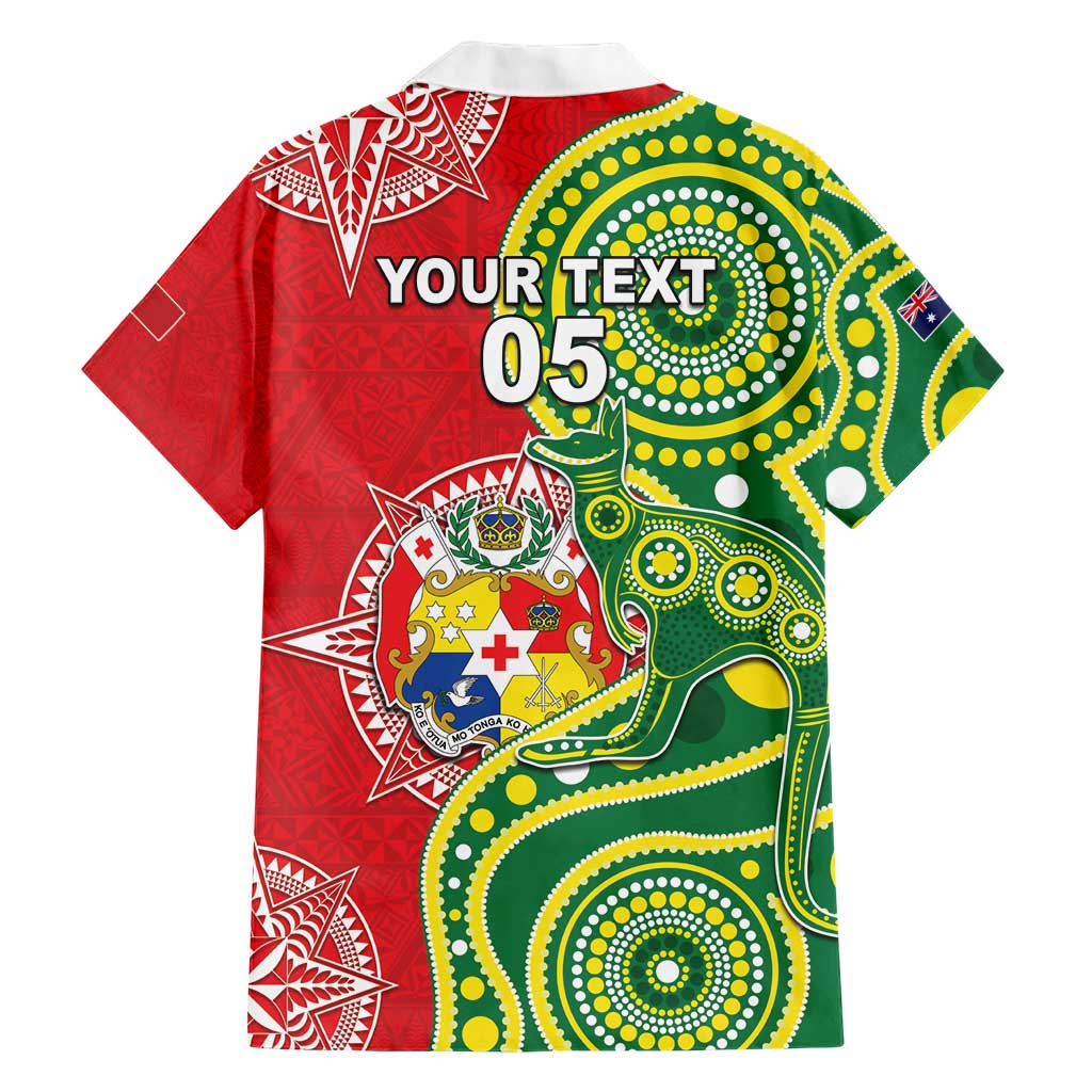 Custom Tonga Australia Rugby Family Matching Short Sleeve Bodycon Dress and Hawaiian Shirt Kangaroos And Tonga Mate Maa Together LT05 - Polynesian Pride