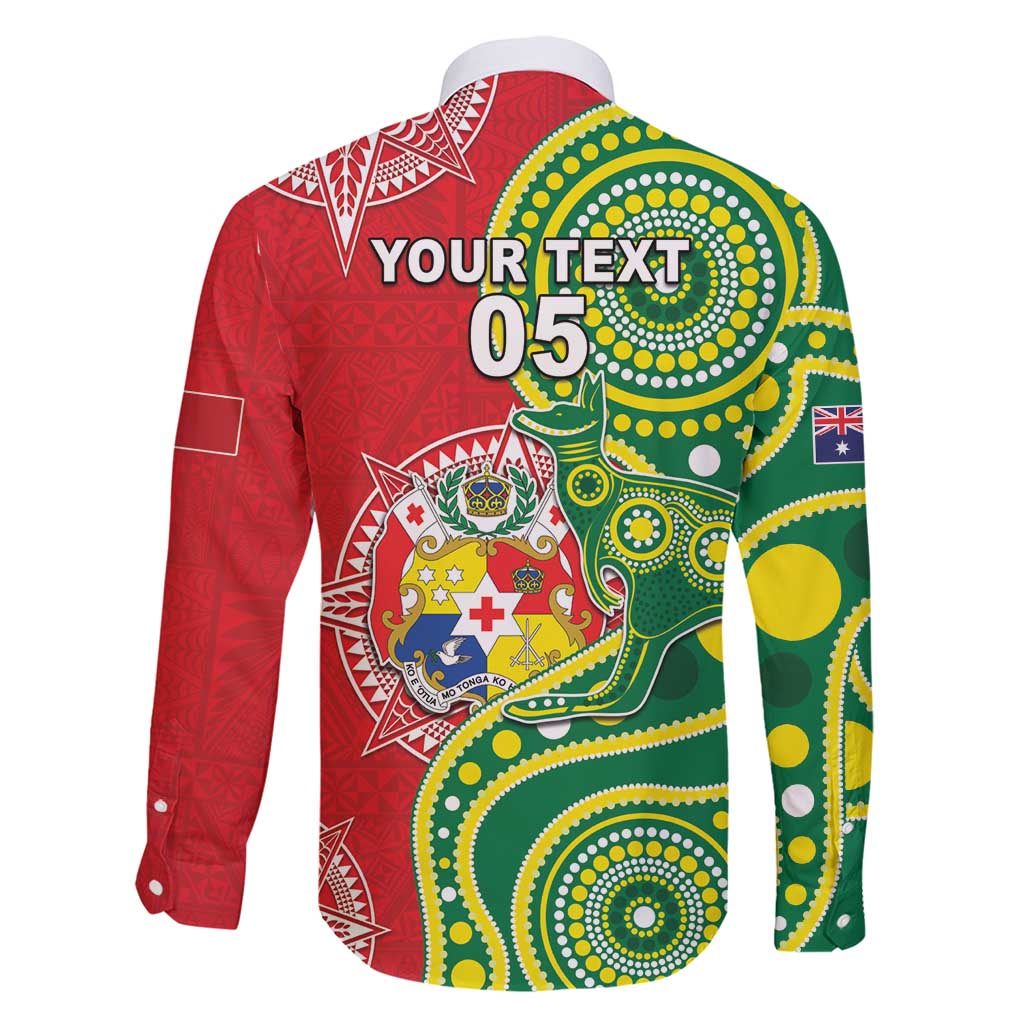 Custom Tonga Australia Rugby Family Matching Short Sleeve Bodycon Dress and Hawaiian Shirt Kangaroos And Tonga Mate Maa Together LT05 - Polynesian Pride
