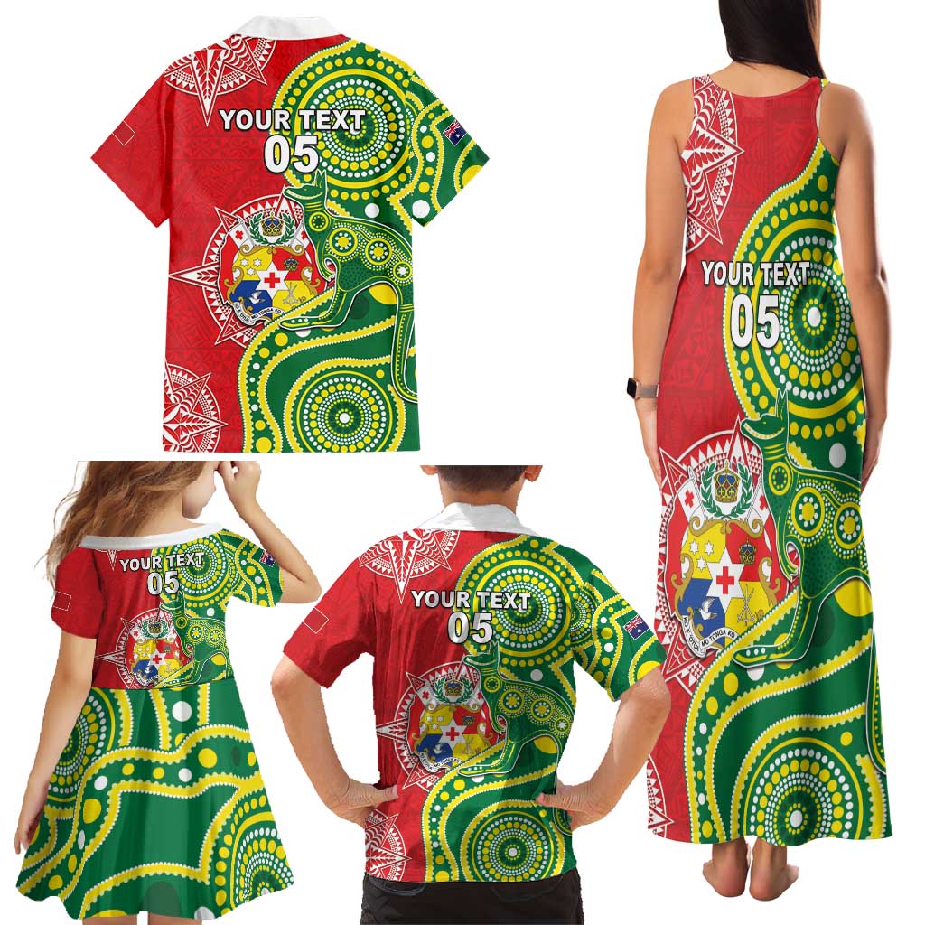 Custom Tonga Australia Rugby Family Matching Tank Maxi Dress and Hawaiian Shirt Kangaroos And Tonga Mate Maa Together