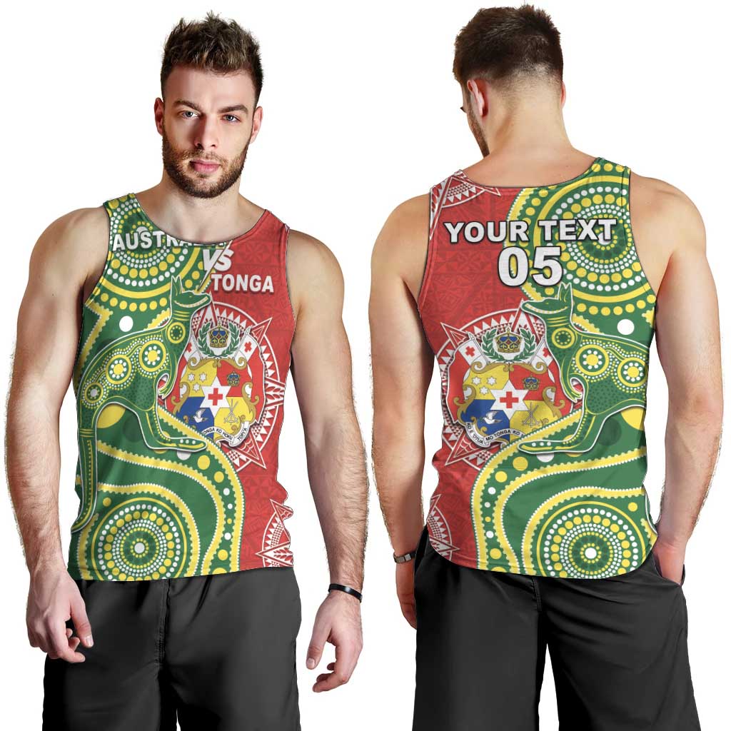 Custom Tonga Australia Rugby Men Tank Top Kangaroos And Tonga Mate Maa Together