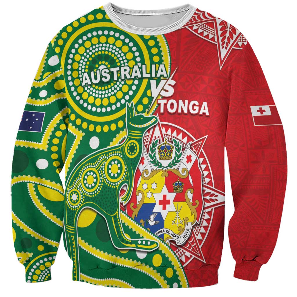 Custom Tonga Australia Rugby Sweatshirt Kangaroos And Tonga Mate Maa Together