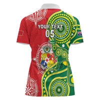 Custom Tonga Australia Rugby Women Polo Shirt Kangaroos And Tonga Mate Maa Together LT05 - Polynesian Pride