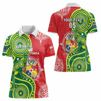 Custom Tonga Australia Rugby Women Polo Shirt Kangaroos And Tonga Mate Maa Together LT05 - Polynesian Pride