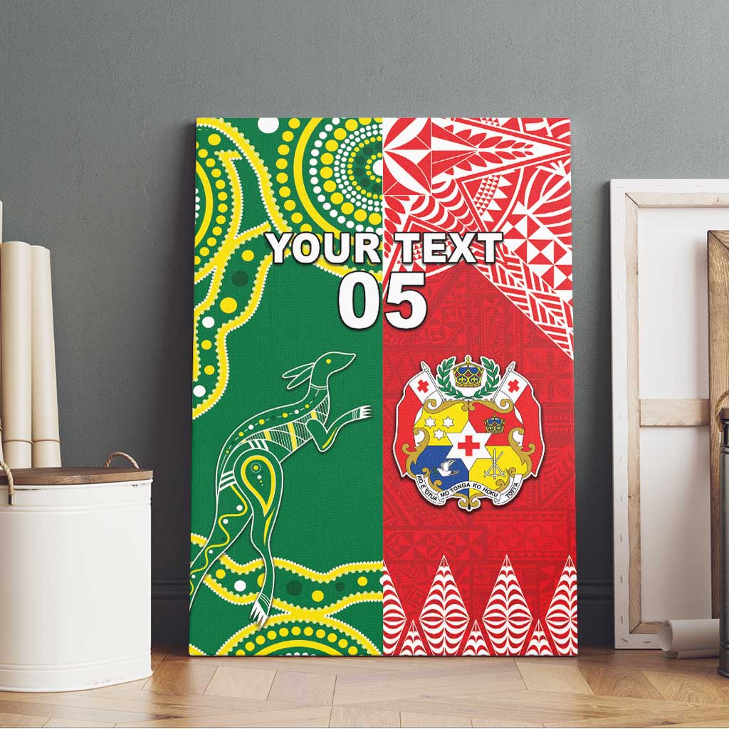 Custom Tonga XIII And Australia Kangaroos Canvas Wall Art Mate Maa Tongan Ngatu With Aboriginal