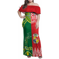 Custom Tonga XIII And Australia Kangaroos Family Matching Off Shoulder Maxi Dress and Hawaiian Shirt Mate Maa Tongan Ngatu With Aboriginal