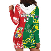 Custom Tonga XIII And Australia Kangaroos Hoodie Dress Mate Maa Tongan Ngatu With Aboriginal