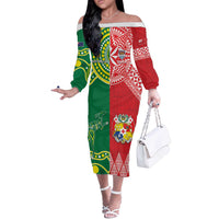 Custom Tonga XIII And Australia Kangaroos Off The Shoulder Long Sleeve Dress Mate Maa Tongan Ngatu With Aboriginal