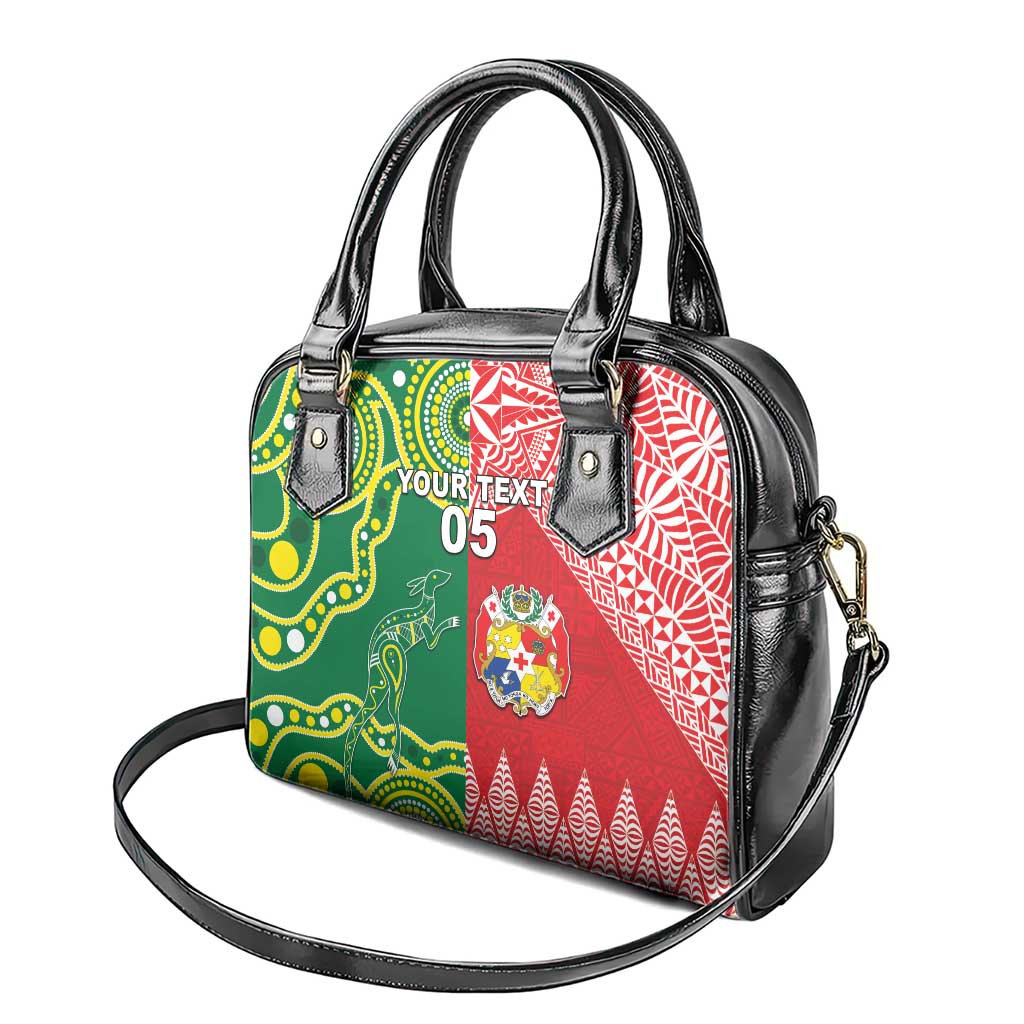 Custom Tonga XIII And Australia Kangaroos Shoulder Handbag Mate Maa Tongan Ngatu With Aboriginal