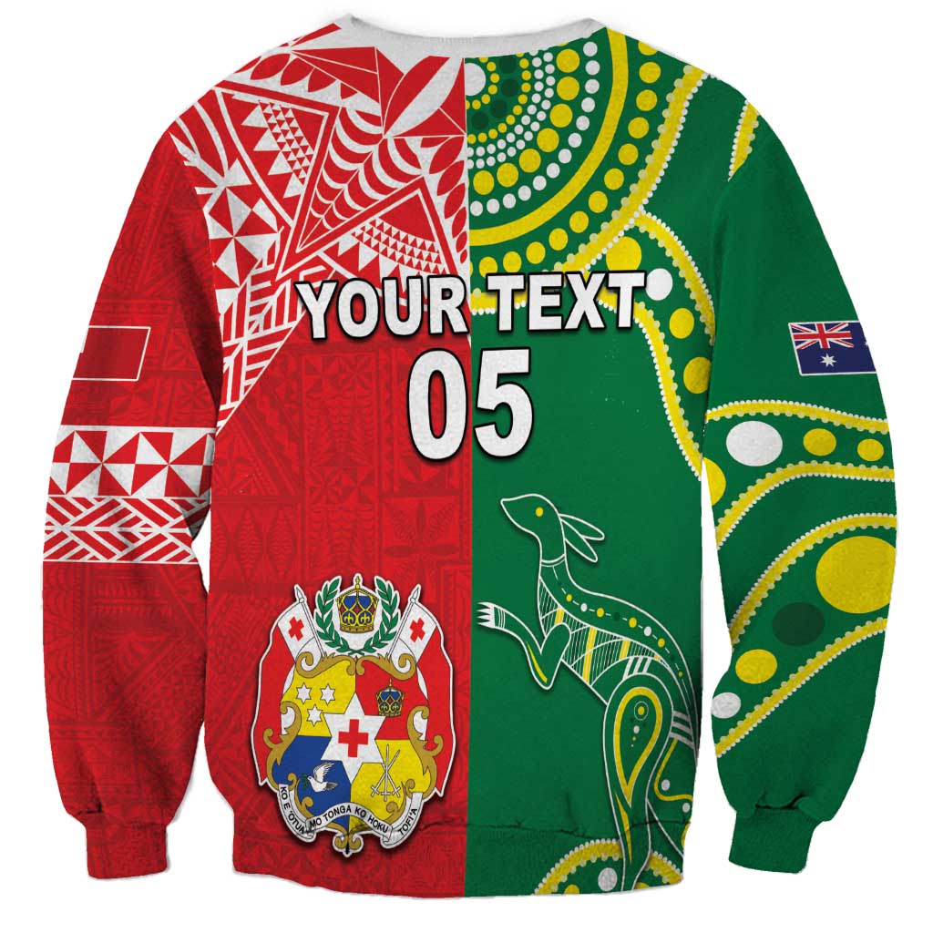 Custom Tonga XIII And Australia Kangaroos Sweatshirt Mate Maa Tongan Ngatu With Aboriginal