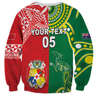Custom Tonga XIII And Australia Kangaroos Sweatshirt Mate Maa Tongan Ngatu With Aboriginal