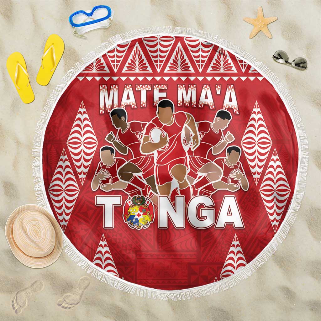 Tonga Rugby Beach Blanket Tonga Mate Ma'a Take The Lead LT05 One Size 150cm Red - Polynesian Pride