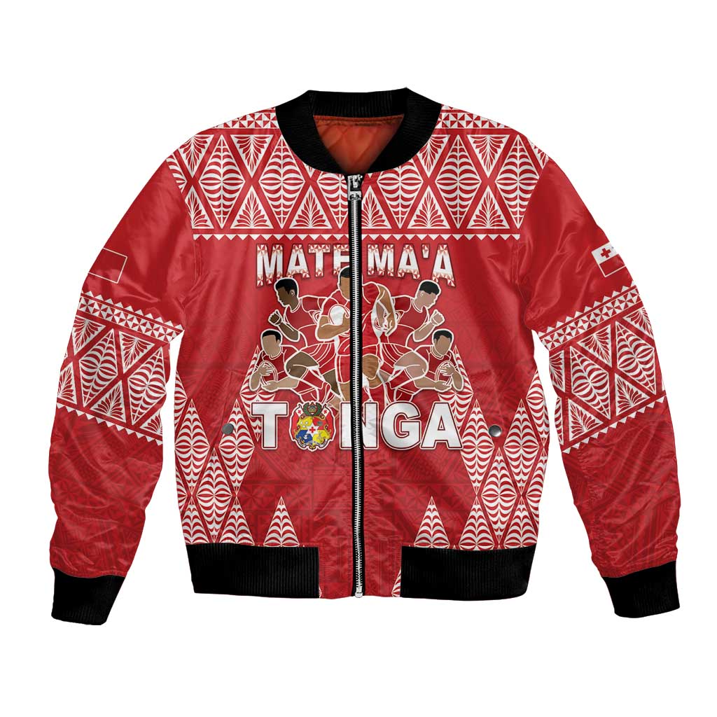 Custom Tonga Rugby Bomber Jacket Tonga Mate Ma'a Take The Lead LT05 Unisex Red - Polynesian Pride