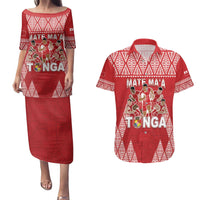 Custom Tonga Rugby Couples Matching Puletasi and Hawaiian Shirt Tonga Mate Ma'a Take The Lead