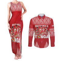 Custom Tonga Rugby Couples Matching Tank Maxi Dress and Long Sleeve Button Shirt Tonga Mate Ma'a Take The Lead