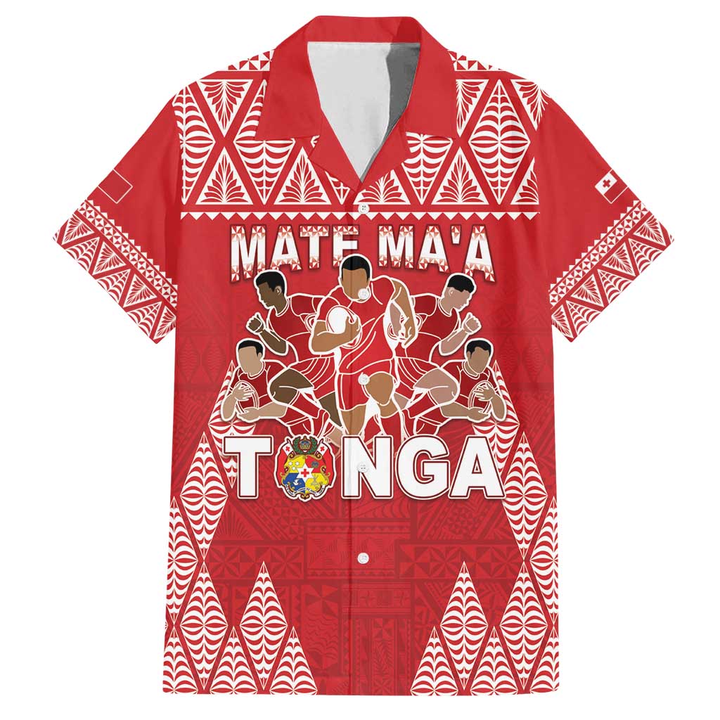 Custom Tonga Rugby Family Matching Off Shoulder Short Dress and Hawaiian Shirt Tonga Mate Ma'a Take The Lead