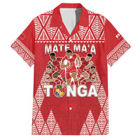 Custom Tonga Rugby Family Matching Short Sleeve Bodycon Dress and Hawaiian Shirt Tonga Mate Ma'a Take The Lead LT05 Dad's Shirt - Short Sleeve Red - Polynesian Pride
