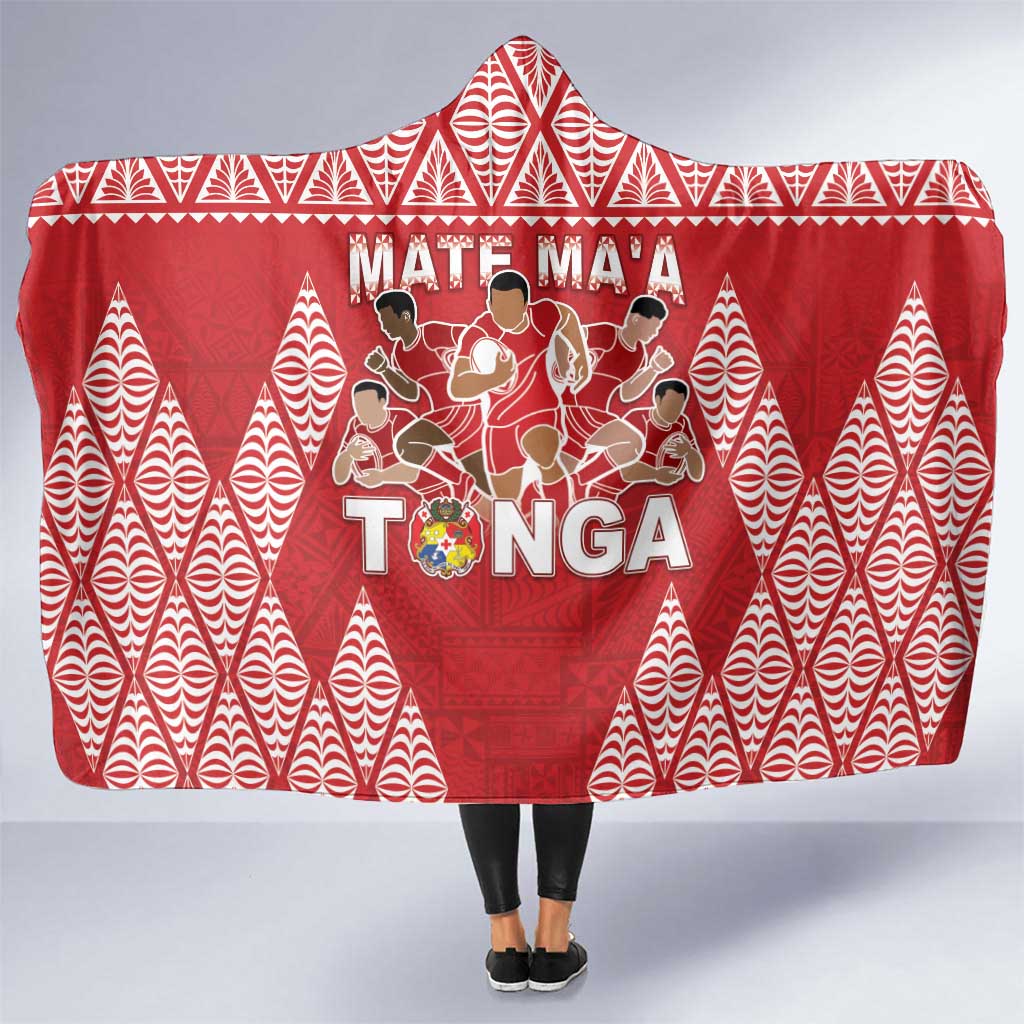 Tonga Rugby Hooded Blanket Tonga Mate Ma'a Take The Lead LT05 One Size Red - Polynesian Pride