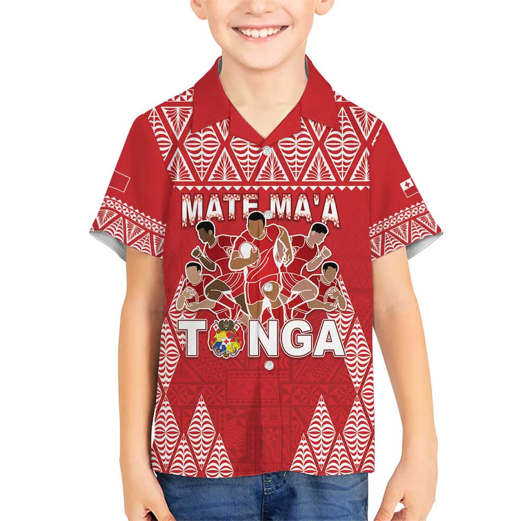 Custom Tonga Rugby Kid Hawaiian Shirt Tonga Mate Ma'a Take The Lead LT05 Kid Red - Polynesian Pride