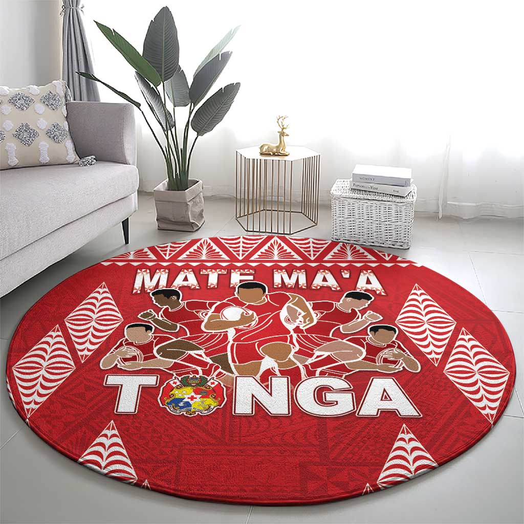 Tonga Rugby Round Carpet Tonga Mate Ma'a Take The Lead LT05 - Polynesian Pride