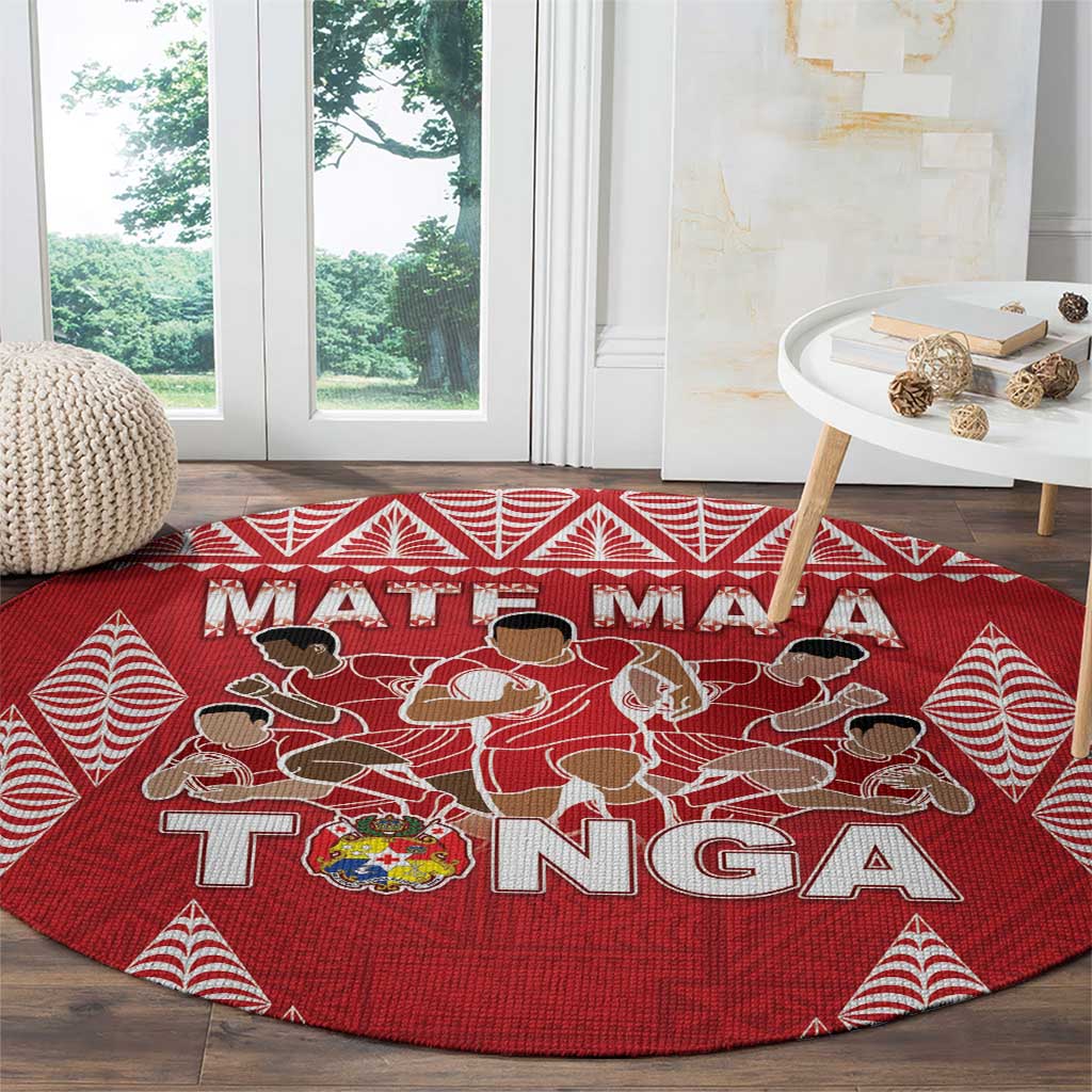 Tonga Rugby Round Carpet Tonga Mate Ma'a Take The Lead LT05 - Polynesian Pride