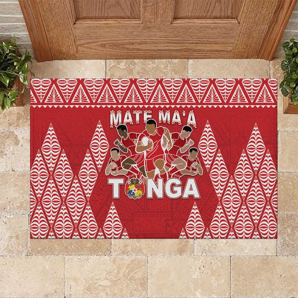 Tonga Rugby Rubber Doormat Tonga Mate Ma'a Take The Lead LT05 Red - Polynesian Pride