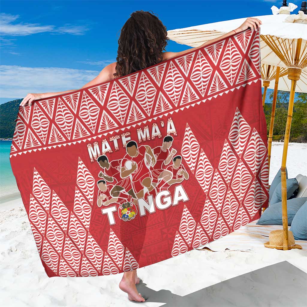 Tonga Rugby Sarong Tonga Mate Ma'a Take The Lead LT05 One Size 44 x 66 inches Red - Polynesian Pride