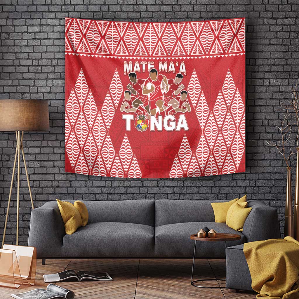 Tonga Rugby Tapestry Tonga Mate Ma'a Take The Lead LT05 Red - Polynesian Pride