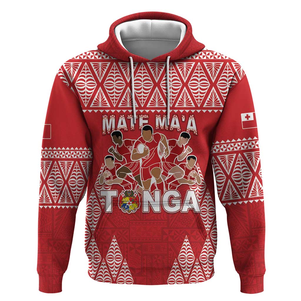 Custom Tonga Rugby Zip Hoodie Tonga Mate Ma'a Take The Lead LT05 Pullover Hoodie Red - Polynesian Pride