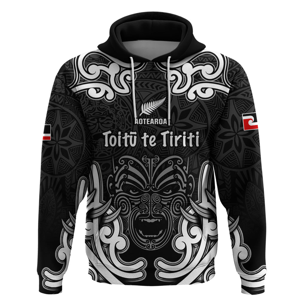 Personalised Aotearoa Hoodie Toitu Te Tiriti O Waitangi LT05 Black - Polynesian Pride