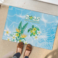 2025 Aloha Hawaii Rubber Doormat Tropical Flowers And Honu LT05 - Polynesian Pride