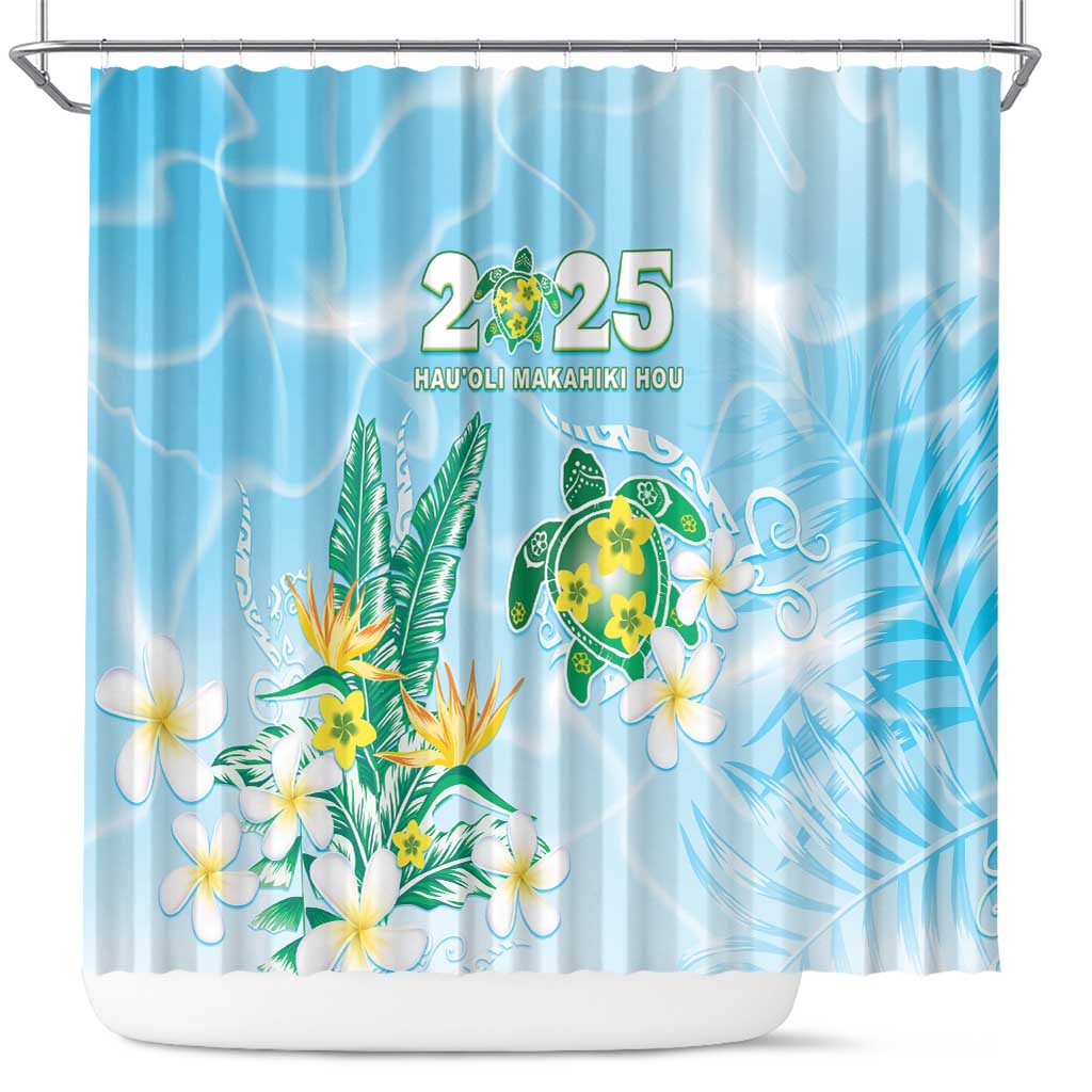 2025 Aloha Hawaii Shower Curtain Tropical Flowers And Honu LT05 Blue - Polynesian Pride