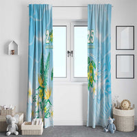 2025 Aloha Hawaii Window Curtain Tropical Flowers And Honu