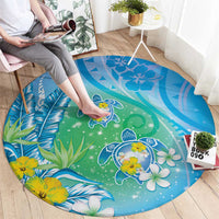 Hawaii Honu Round Carpet Tropical Flowers Blue Gradient LT05 - Polynesian Pride