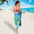 Hawaii Honu Sarong Tropical Flowers Blue Gradient
