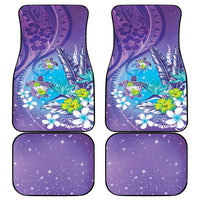 Hawaii Honu Car Mats Tropical Flowers Purple Gradient