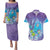 Hawaii Honu Couples Matching Puletasi and Hawaiian Shirt Tropical Flowers Purple Gradient
