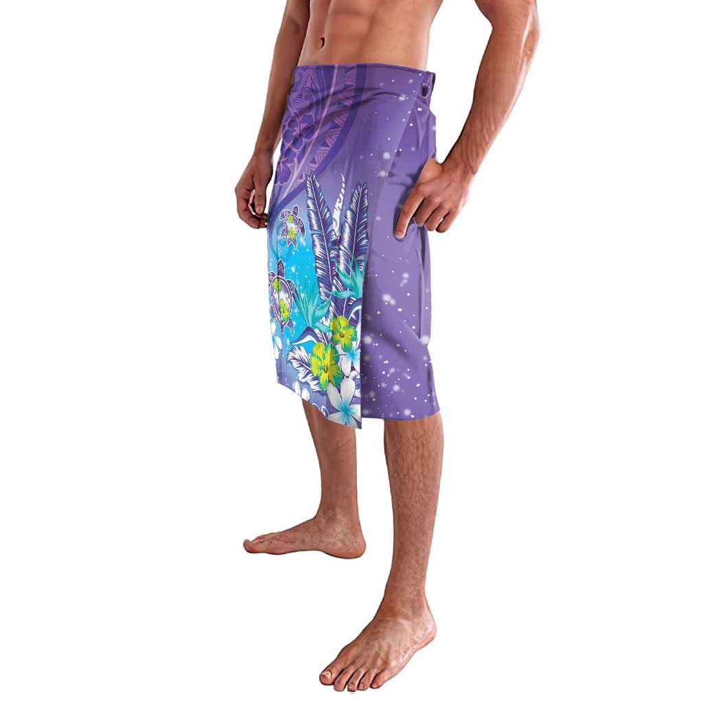 Hawaii Honu Lavalava Tropical Flowers Purple Gradient