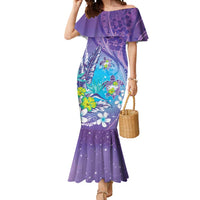 Hawaii Honu Mermaid Dress Tropical Flowers Purple Gradient LT05 Women Purple - Polynesian Pride