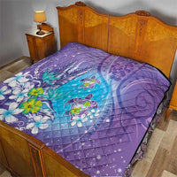Hawaii Honu Quilt Tropical Flowers Purple Gradient
